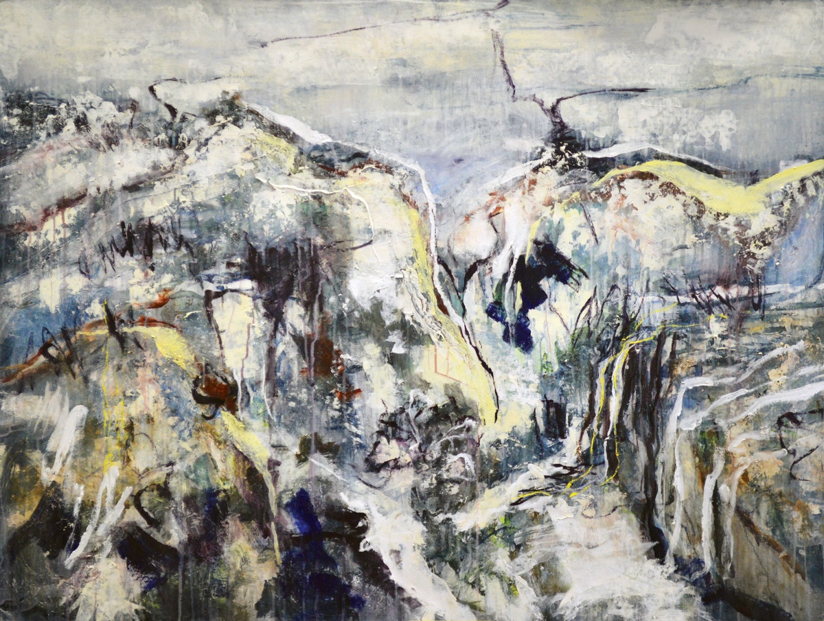 “Icelandic fragments of nature“, 95 x 130 cm. 2020. Akryl på lærred (Carsten Frank 1938a) SOLD