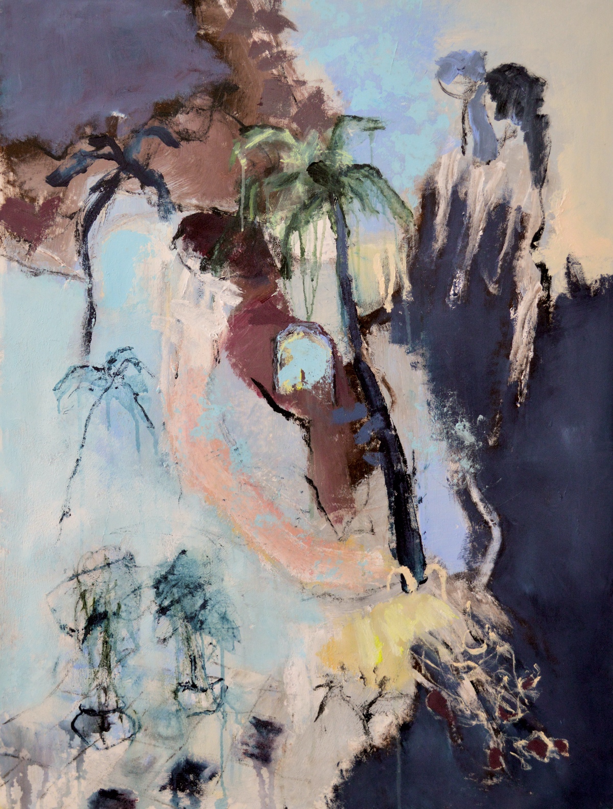 “Spain / morning” II, 95 x 70 cm. 2020. Akryl og sand på lærred. (Carsten Frank 1945a)