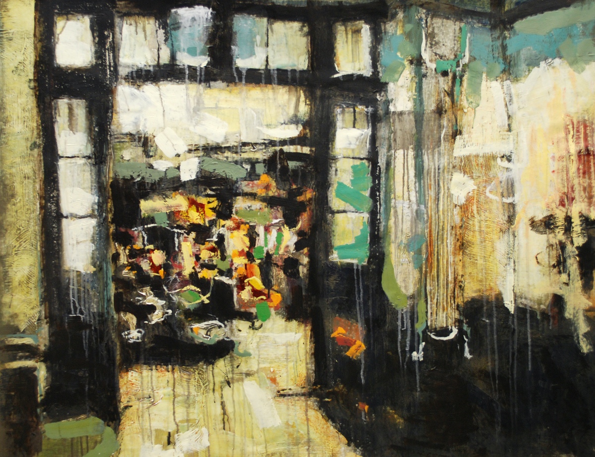 “Det indre rum – set i lyset af kaos”, 2011, 86 x 110 cm. Akryl på lærred. (Carsten Frank nr. 1470) Sold