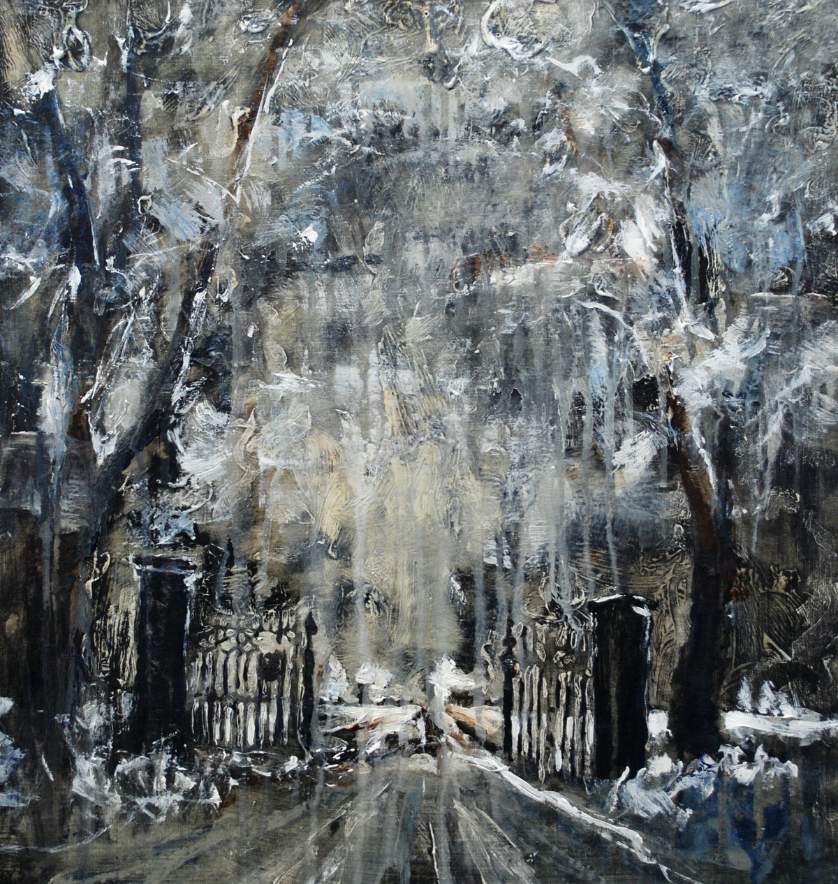 “Porten til vinteren”, 2011, 45 x 40 cm. Akryl på lærred. (Carsten Frank nr. 1486) Sold