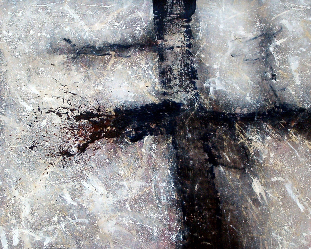 “Af jord“ II, 2003, 40 x 50 cm. Akryl, olie og sand på lærred. (Carsten Frank nr. 848) Sold