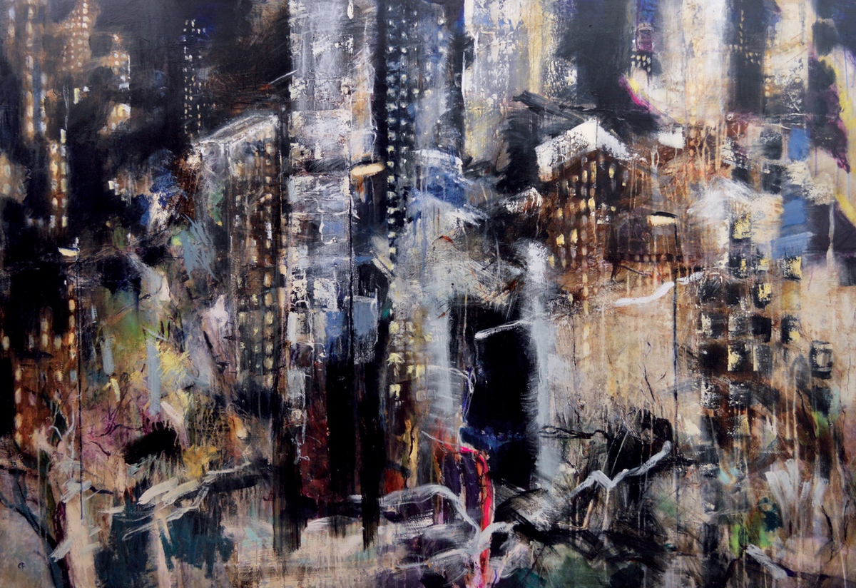 “Toronto Downtown” II, 2018, 120 x175 cm. Akryl på lærred. (Carsten Frank nr. 1861) Sold