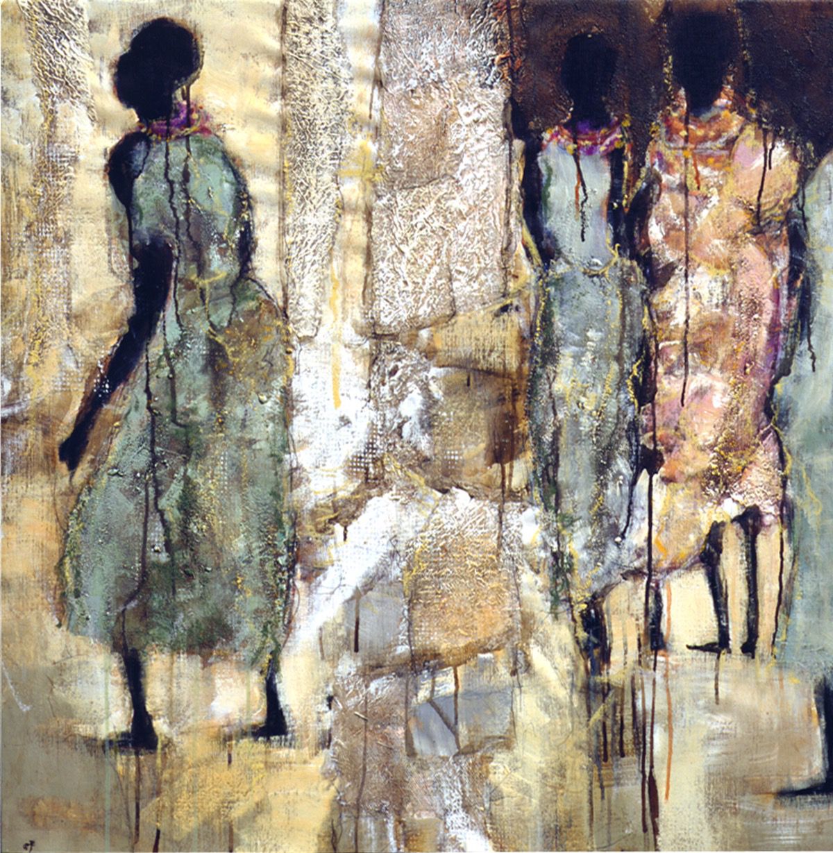 ”Masai” 2002, 100 x 100 cm. Akryl og olie på lærred. (Carsten Frank nr. 677) Sold