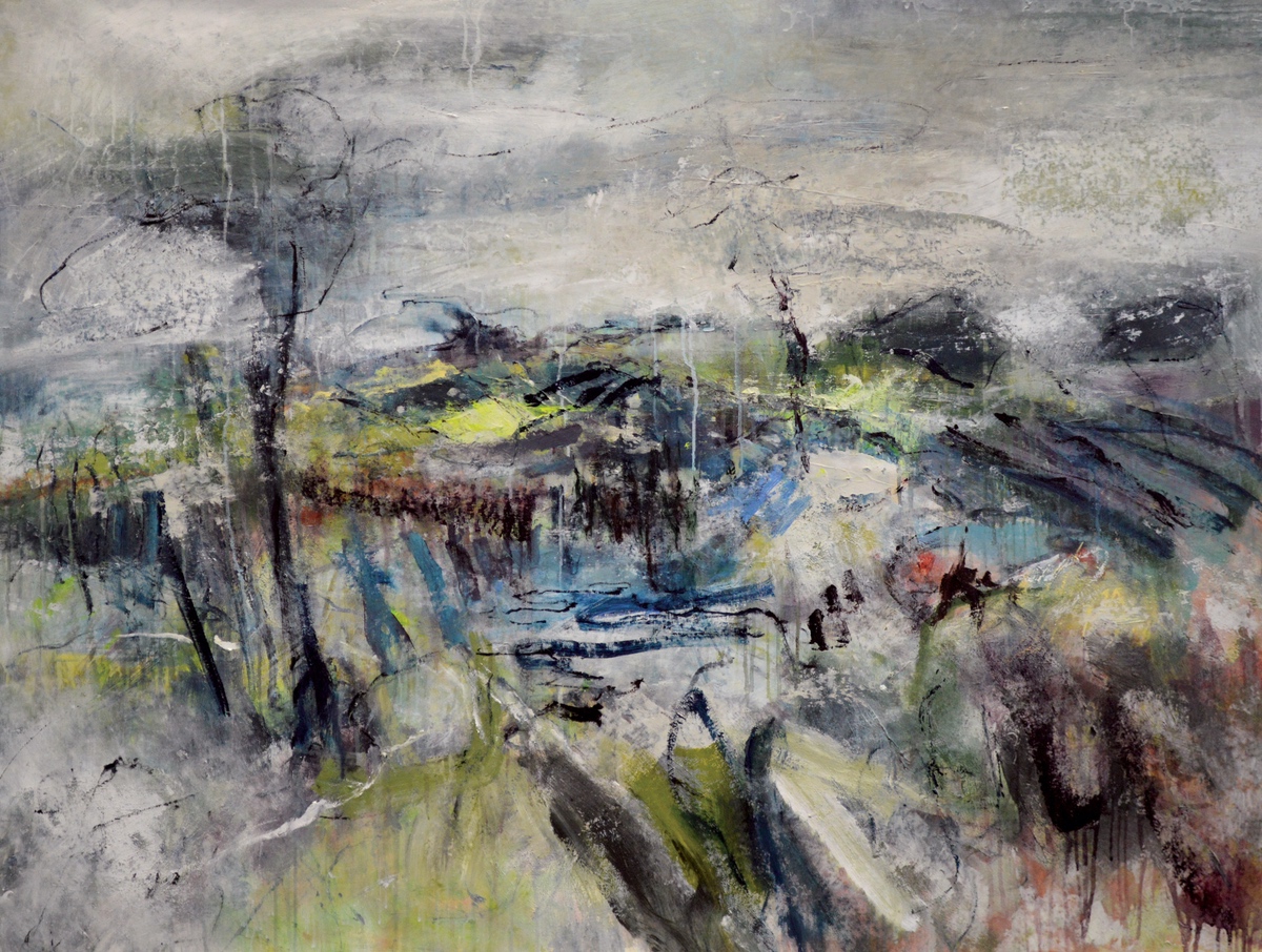 “Fragments from a landscape”IV, 95 x 130 cm. 2020. Akryl og sand på lærred (Carsten Frank 1943a)