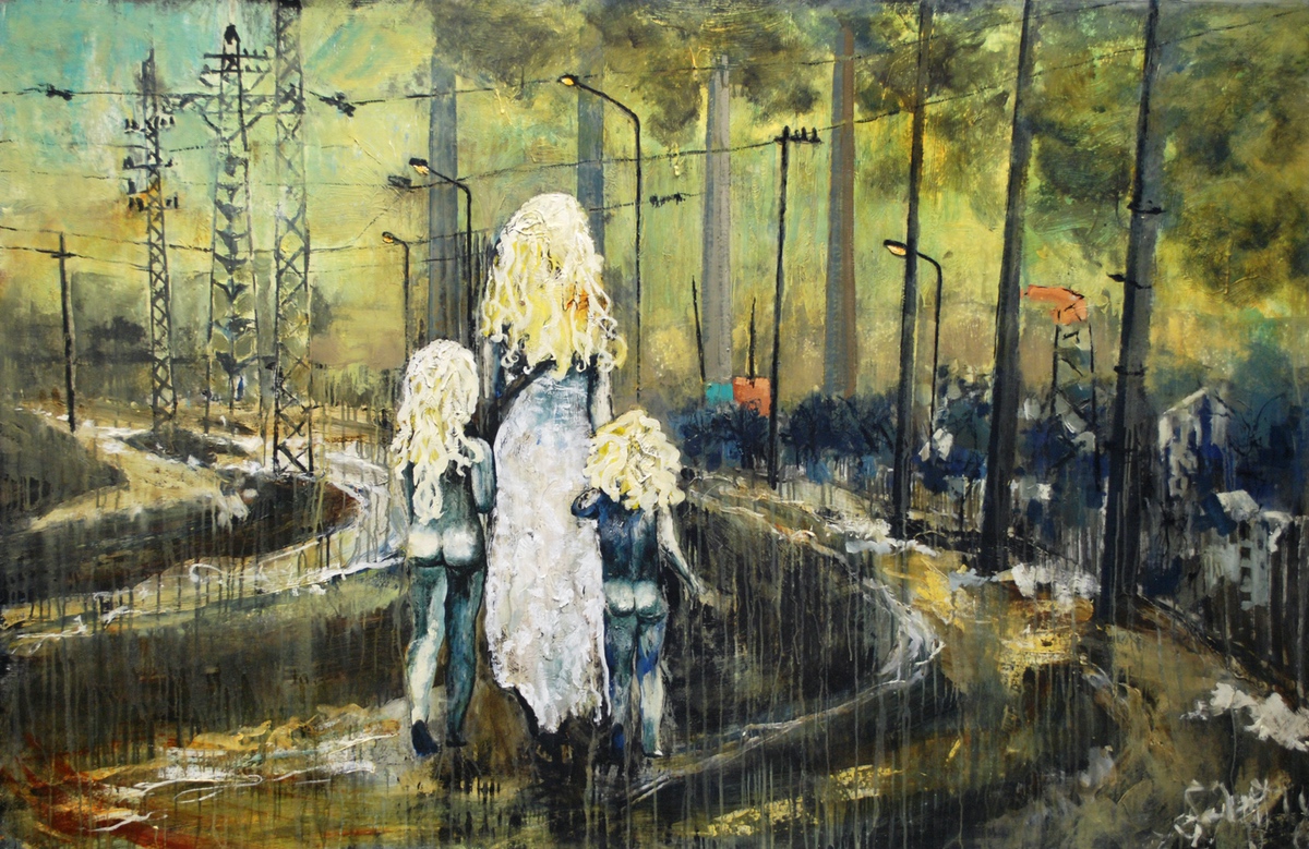 “Vejen videre – efter bruddet”, 2011, 130 x 200 cm. Akryl på lærred. (Carsten Frank nr. 1488) Sold