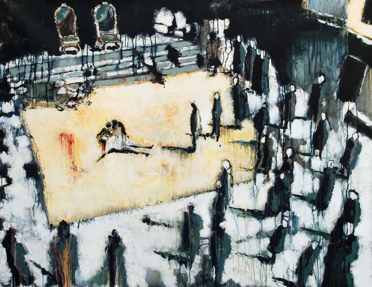 ”I der nu blege skælver” HAMLET 2011, 120 x 160 cm. Akryl på lærred. (Carsten Frank nr. 1506)