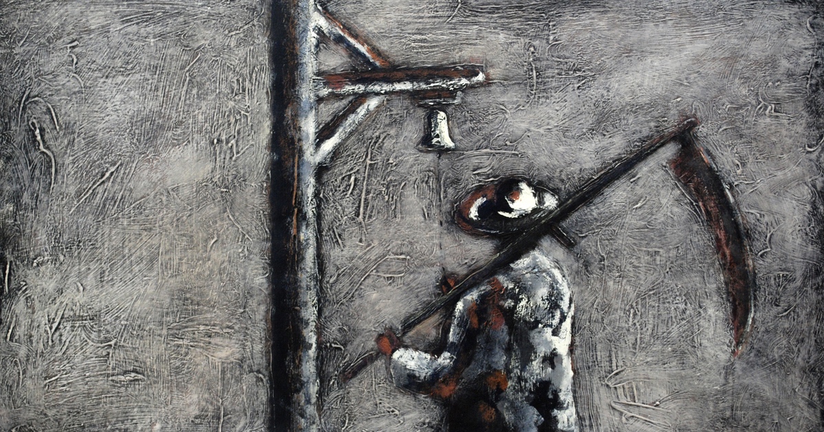 ”Døden” Fra Jeanne D´arc, 2010, 46 x 86 cm. Akryl på lærred. (Carsten Frank nr. 1392)