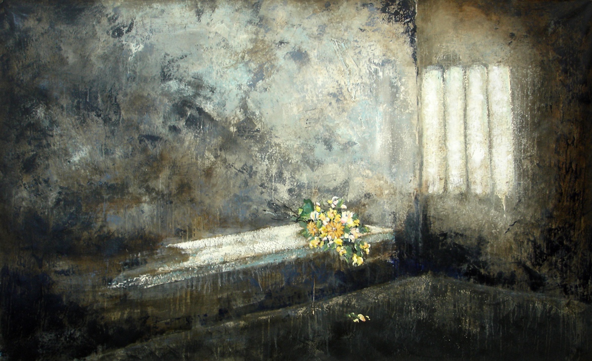 “Lys og mod lyset“, 2007, 120 x 202 cm. Akryl og olie på lærred. (Carsten Frank nr. 1250), SOLD